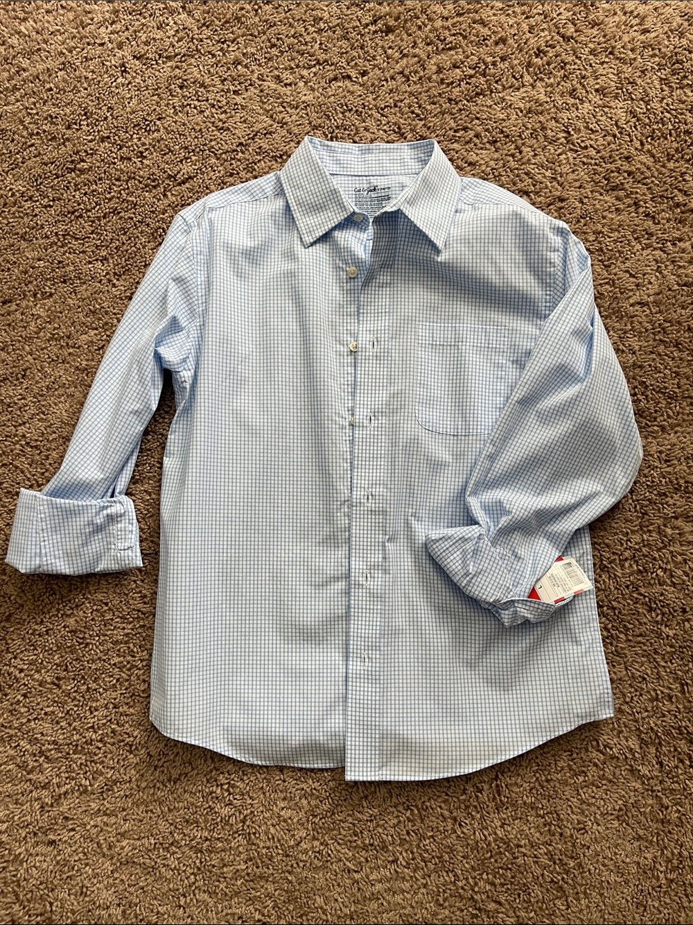Cat and Jack Kids Light Blue Micro-Check Button-Up Shirt